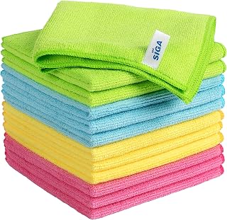 MR.SIGA Microfiber Cleaning Cloths Pack of 12, 12.6x12.6 Inch Super Absorbent Lint-Free Reusable Cloths for Kitchen Home Car