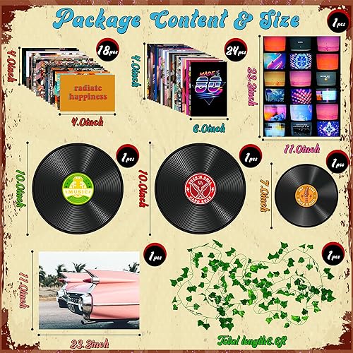 Miniatura 2 de K1tpde 48 piezas de collage de arte de pared con imágenes estéticas con vides falsas, imagen de registros retro, decoración de habitación para