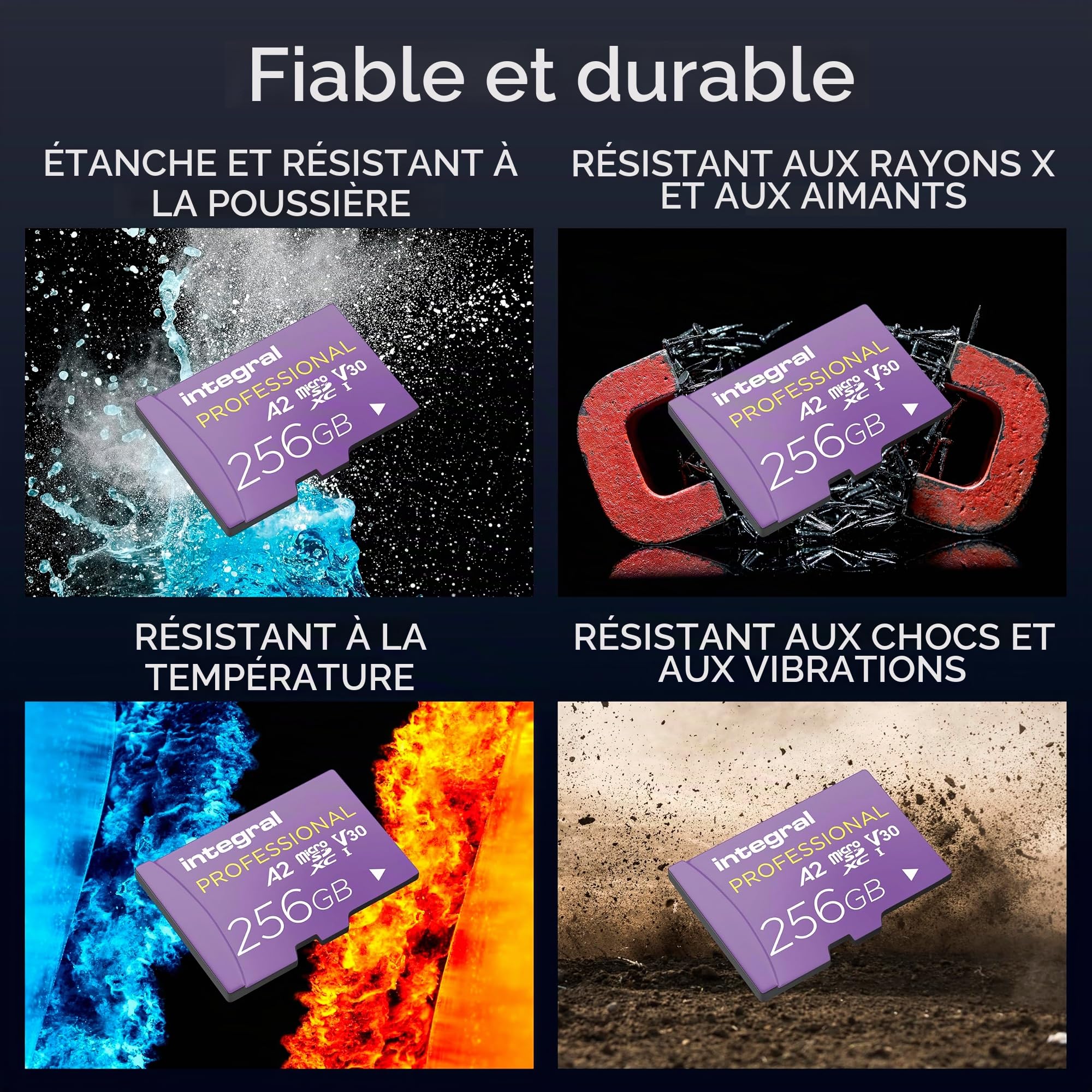 Integral 256GB Carte Micro SD 4K Vidéo Vitesse de Lecture 180MB/s et Vitesse d'Ecriture 150MB/s MicroSDXC A2 C10 U3 UHS-I 180-V30 Notre Carte Mémoire Micro SD Haute Vitesse la Plus Rapide