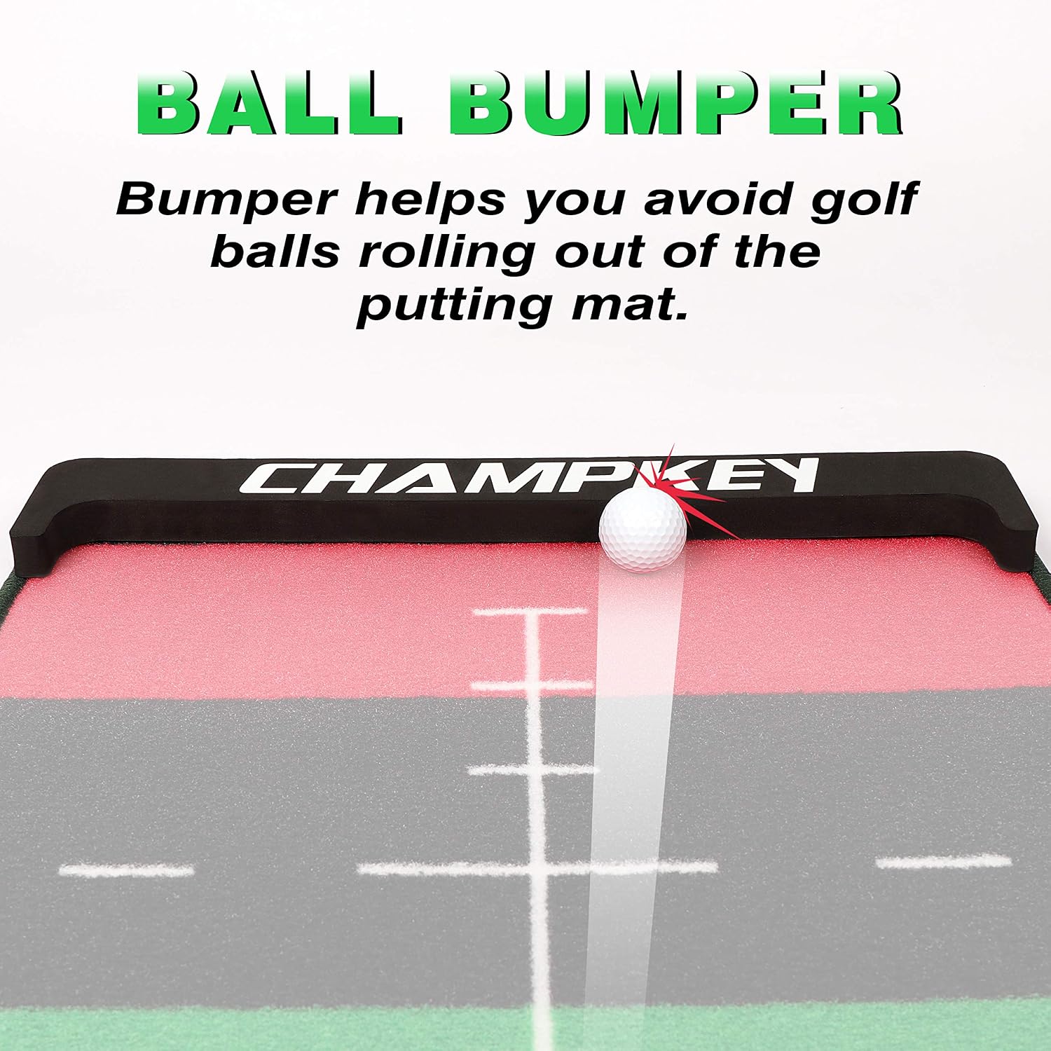 CHAMPKEY Professional 10 Ft Golf Putting Mat|True Roll Surface with Non Slip Backing Golf Putting Green | Improve Putting Accuracy and Speed