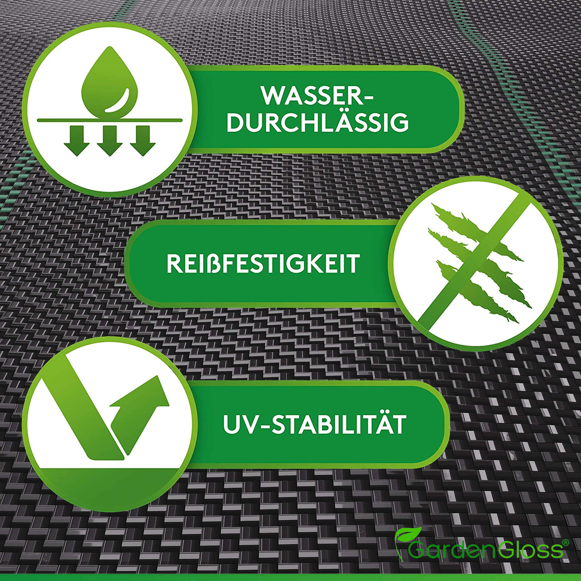 GardenGloss 30m2 Agrowłóknina Przeciw Chwastom 100g/m2 - Przepuszczalna dla Wody i Wytrzymała na Rozdarcia - Mata Ogrodowa z Wysoką Stabilizacją UV - Tkana Folia Przeciw Chwastom (15m x 2m, Składana)