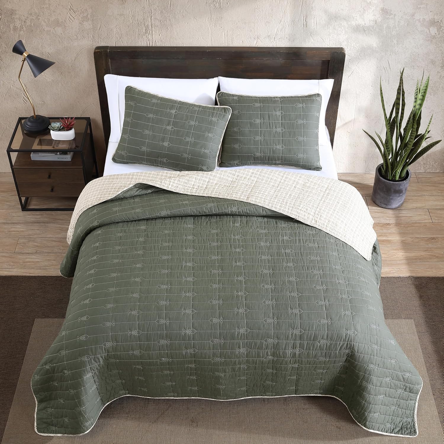 Eddie Bauer - King Quilt Set, Reversible Cotton Bedding with Matching Shams, Lightweight Home Decor for All Seasons (Troutdale Green, King) - Image 2