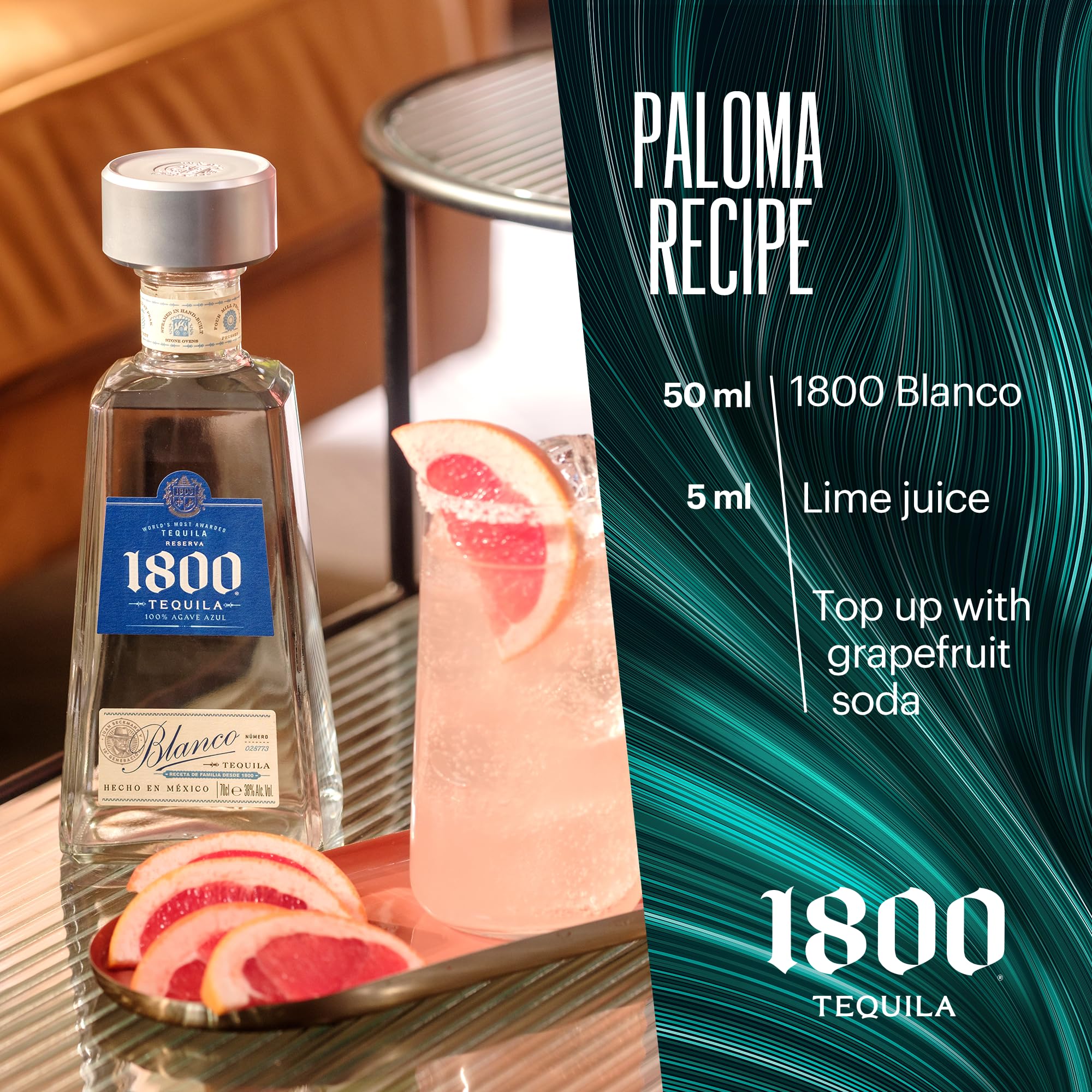 1800 Silver 70 cl - Tequila premium 100% Blue Agave. Sapore bilanciato con note fruttate e pepate. 38% vol.