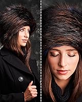 Vista 52 de Futrzane Sombrero clásico cosaco - Sombreros de piel sintética para mujer - Sombrero ruso peludo cálido negro (Black Classic)