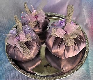 Decorative pumpkins with flowers Set of 3 pumpkins Silk pumpkins purple Lilac home decor Purple centerpiece