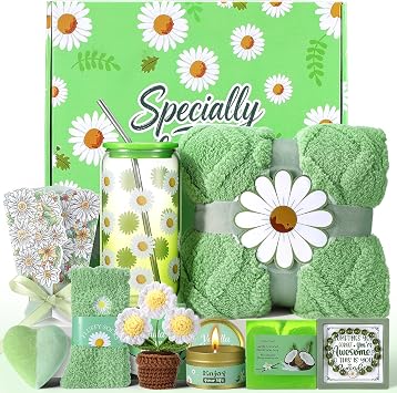 Get Well Gifts for Women,Daisy Self Care Package for Women,Spa Gift Set | Green Birthday Gift Baskets for Women,Thank You Gifts ,For Mom,Wife,Sister,Best Friend