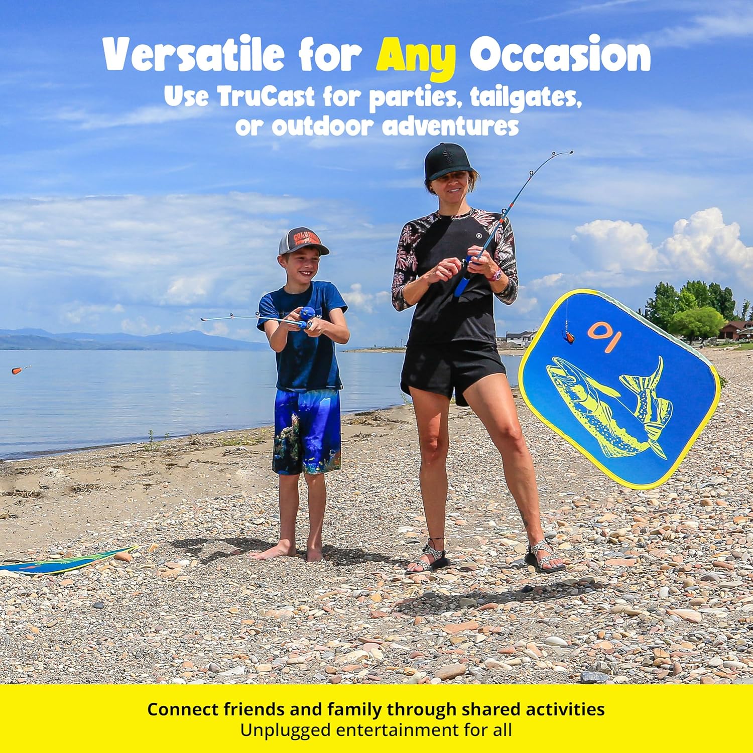 TruCast Fishing Game, Portable Kids Fishing Game, Kids Fishing Rod, Easy to Set Up, Perfect for Backyard Parties, Camping Trips, Beach Vacations