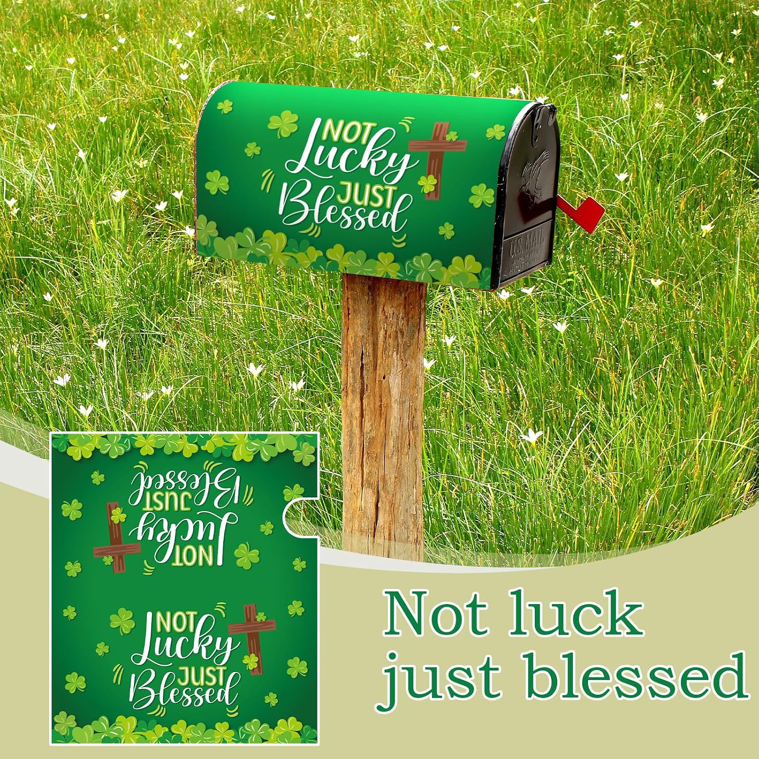 Gilprop 3 Pcs Christian Easter Magnetic Mailbox Covers Magnetic Standard Size18 x 21 Inch Happy Spring Easter Bible Letter Box Cover for Garden Yard Outdoor Decor