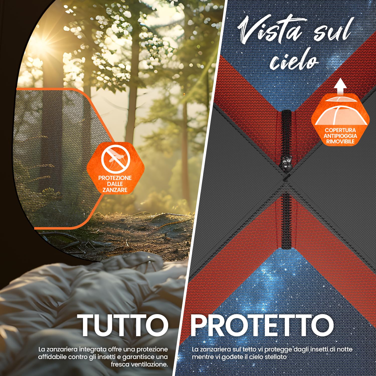 ELONEO tenda gonfiabile per 1-4 persone con tettoia e pompa ad aria, tenda da campeggio impermeabile, tenda ad aria ultraleggera, inflatable tent, tenda glamping con luce LED gratuita