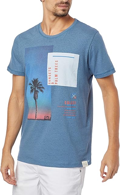 Camiseta Linho Estampada, Colcci, Masculino