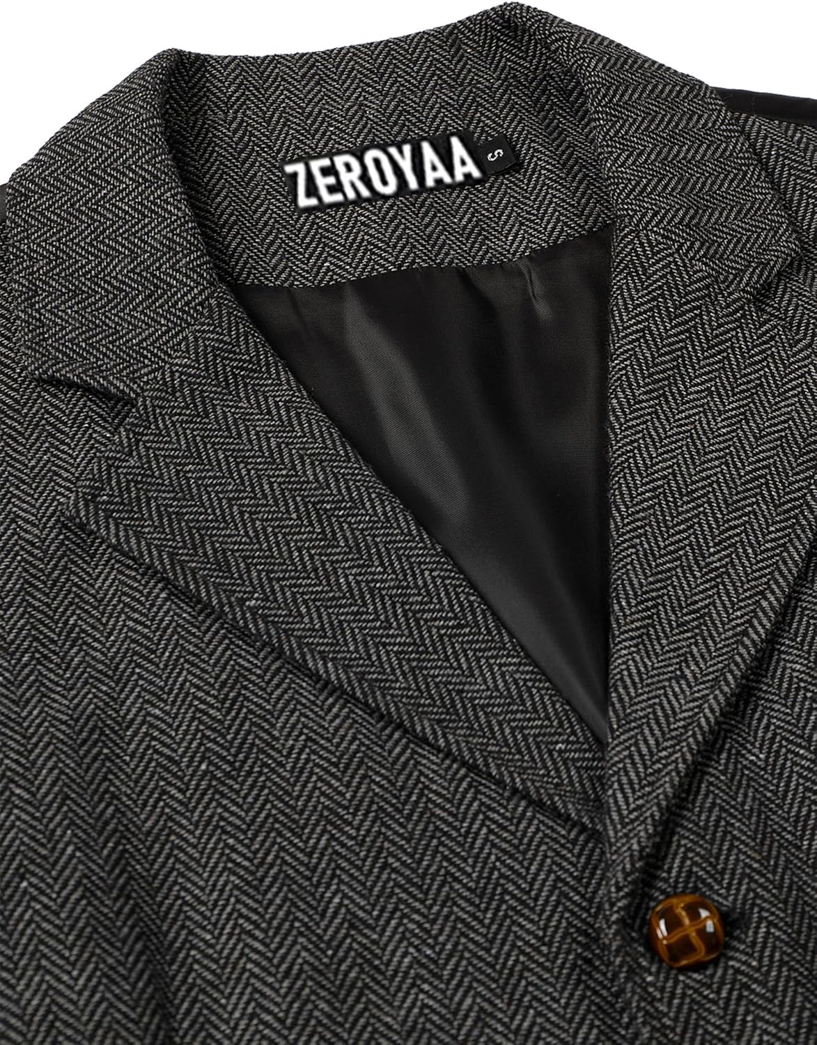 ZEROYAA Mens Lapel Suit Vest Herringbone Waistcoat Dress Vest For Wedding - Image 6