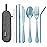 Portable Stainless Steel Flatware Set, Travel Camping Cutlery Set, Portable Utensil Travel Silverware Dinnerware Set with a Waterproof Case (Light Blue)