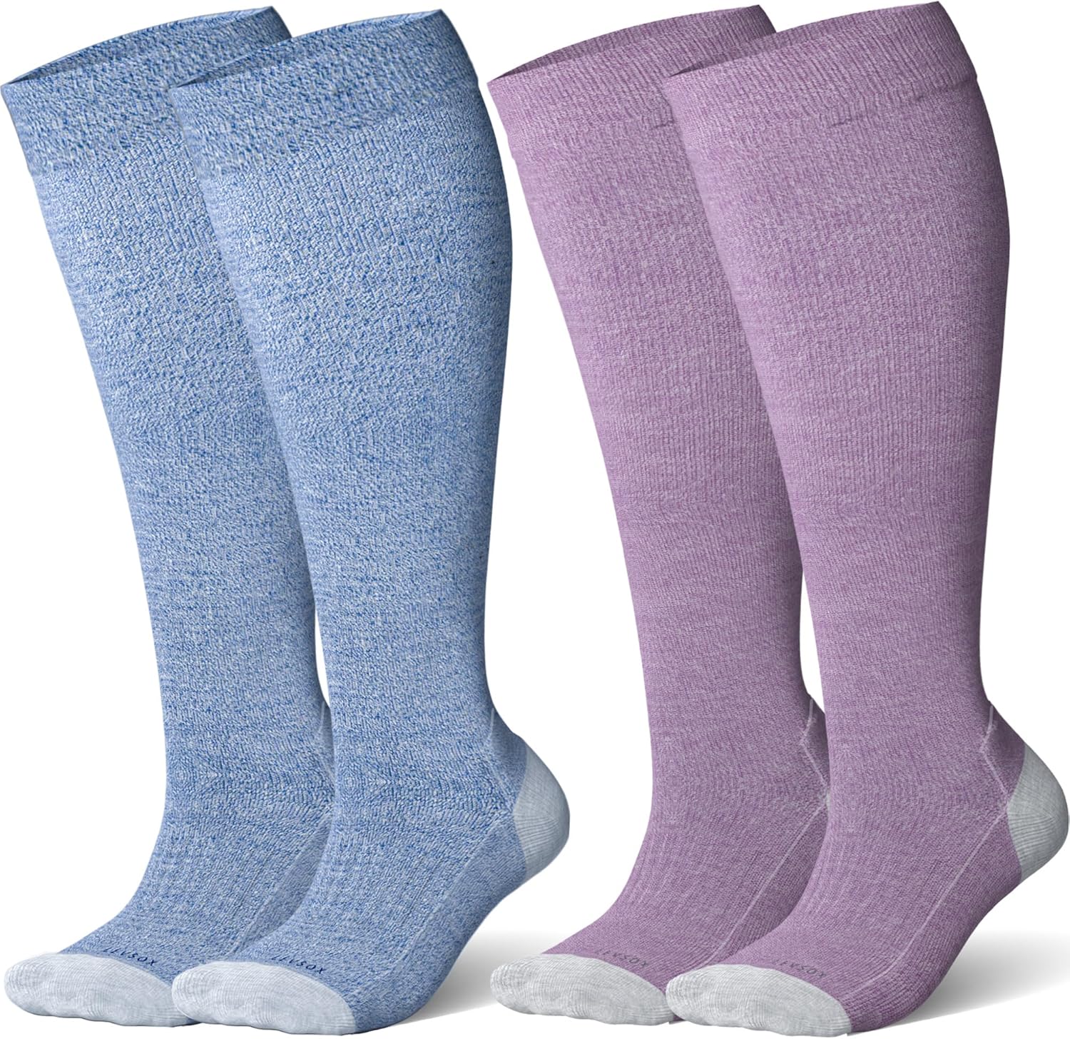 LEVSOX Wide Calf Cushioned Compression Socks for Men & Women, Made with Viscose from Bamboo 15-20 mmHg, Knee High Support Stockings for Circulation