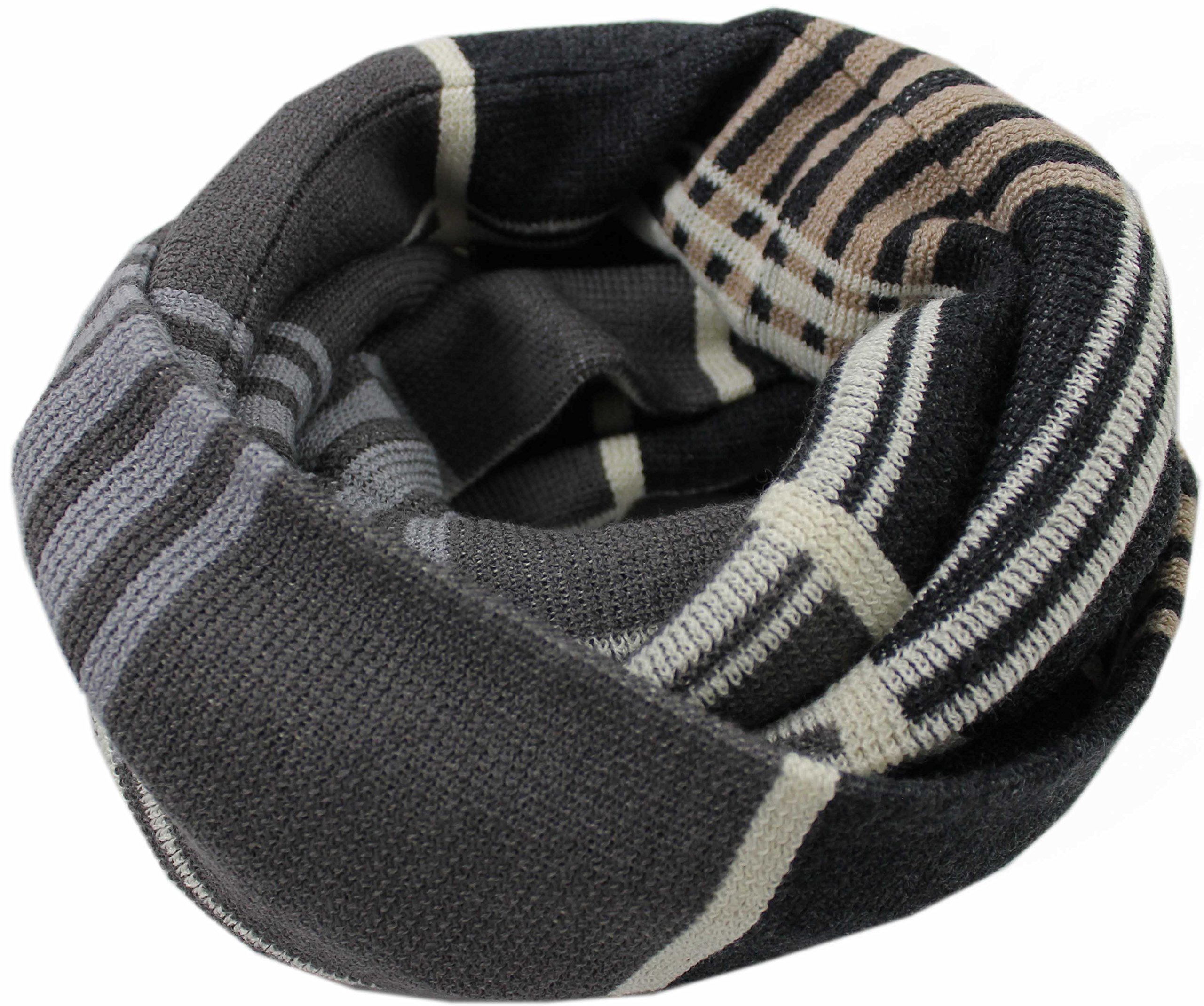 Rotfuchs Loop Schlauchschal Schal Strickschal Karo modisch grau-beige 100% Wolle (Merino) R764