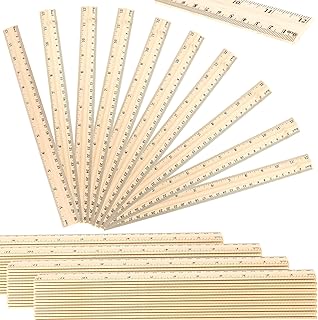 80 Pcs Wooden Ruler Bulk 12 Inch Measuring Wooden Tools with 2 Scales for Students School Teacher Office Handcraft Carving Painting