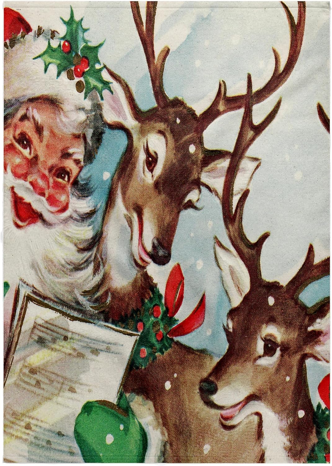 3dRose Santa and the Singing Reindeer Vintage 22x30 Bath Hand Pool Towel