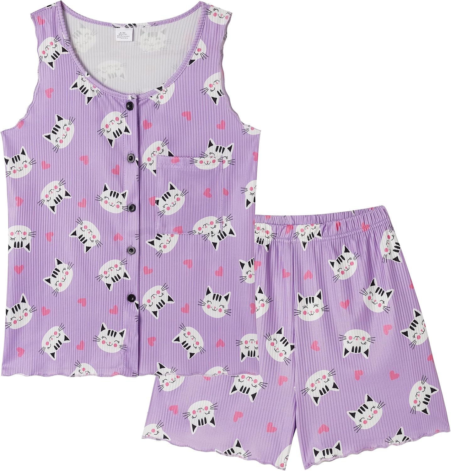 Vopmocld Girls Button Down Pajama Sets Sleeveless Tank Top with Shorts for Teen Girls Summer Casual Clothes Loungewear