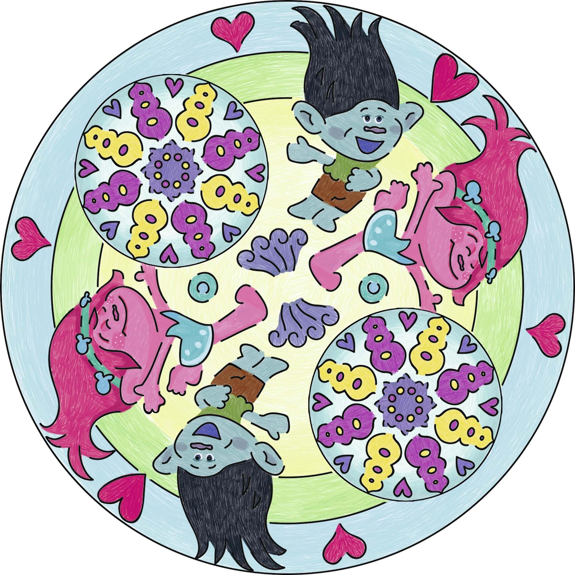 Ravensburger Mandala Designer Licence Trolls – Pochoirs Et Crayons – Création Artistique Dès 6 Ans