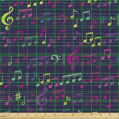 Vista 130 de Ambesonne Tela beige de The Yard, ilustración contemporánea de animales marinos en estilo retro, arte de caballito de mar de cangrejo de pulpo, tela