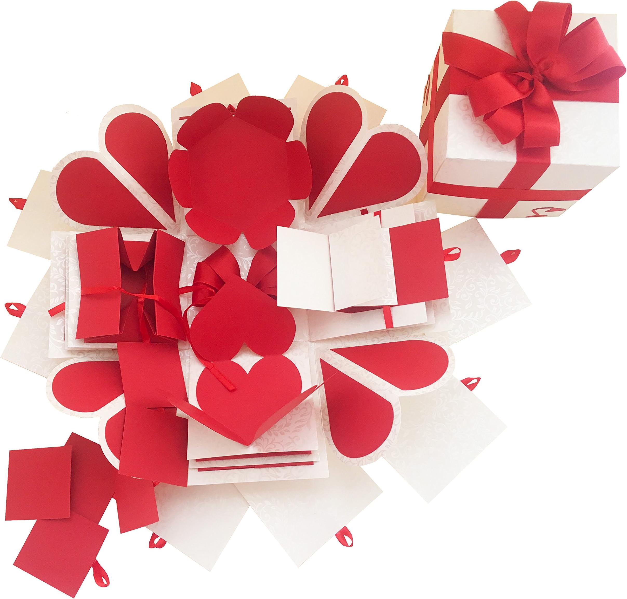 Crack of Dawn Crafts 5 Layered Romantic Heart Explosive Box - Red Love (5 Layers)