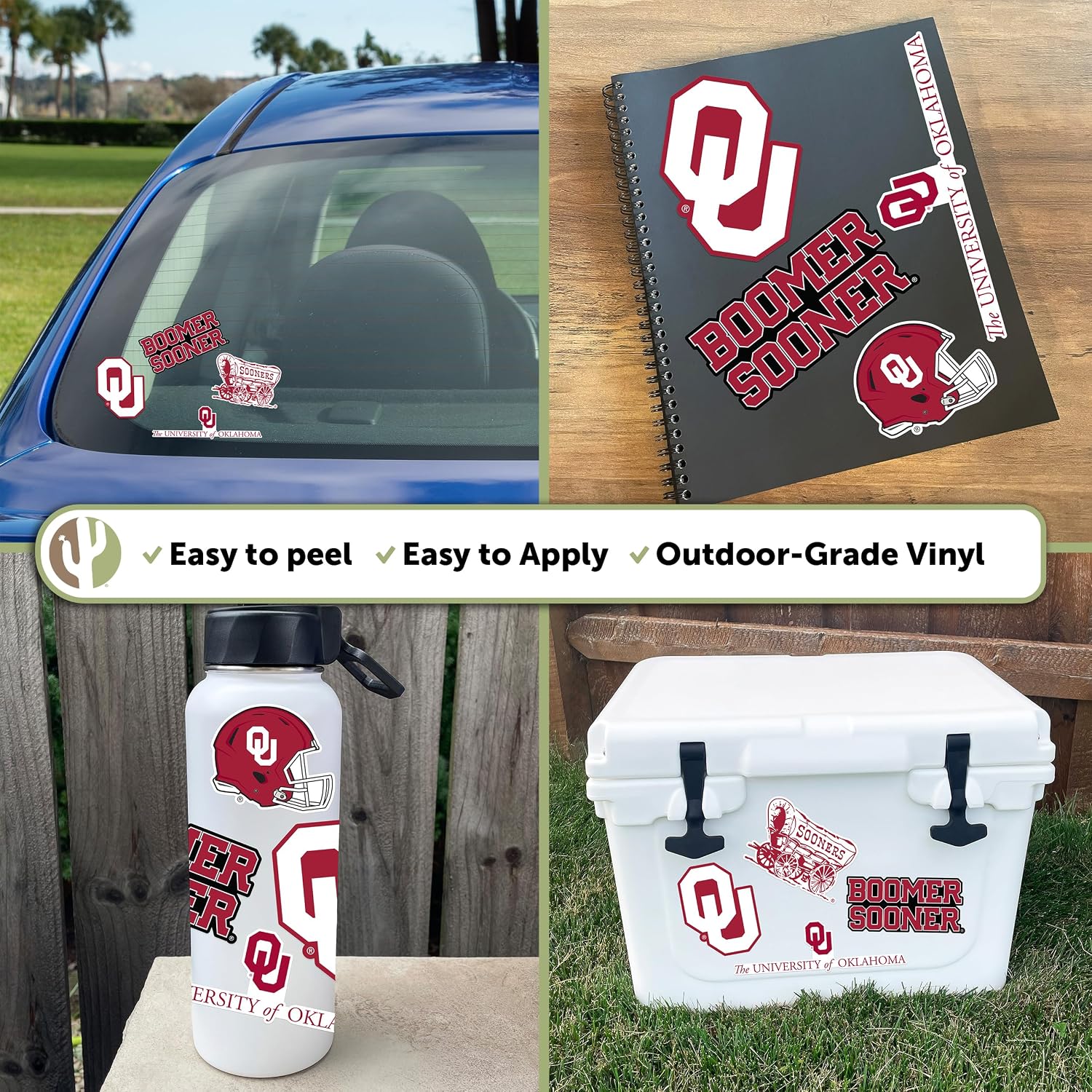 Desert Cactus The University of Oklahoma Sticker Sooners Vinyl Decal Laptop Water Bottle Car Scrapbook Sheet (Type A)