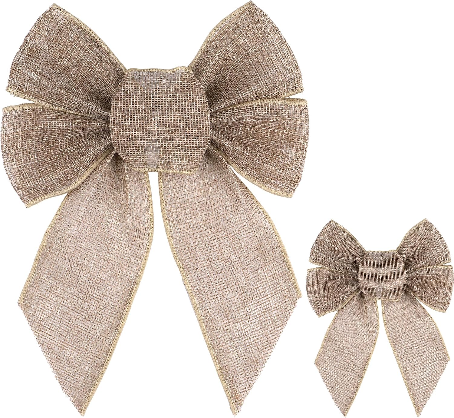 Burlap Bows for Wreaths, Front Door Bow, Burnt Orange, 2 Pack