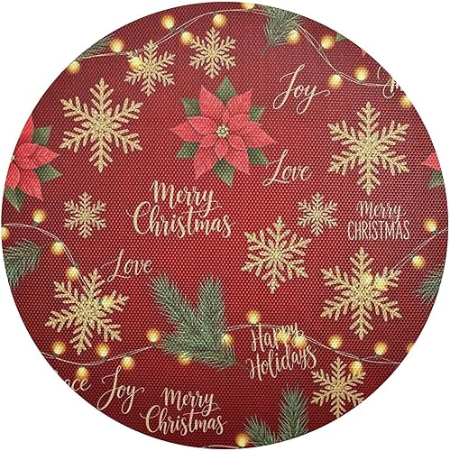 Gold Snowflakes Red Placemats, Non Slip Placemats Washable Heat Resistant for Kitchen Table one sizex4