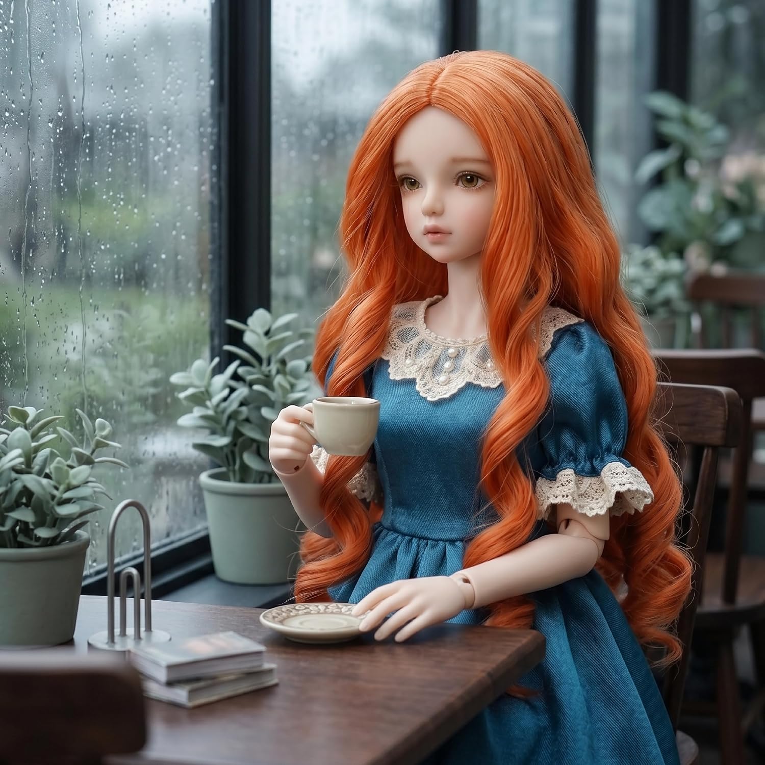 Miss U Hair Cute 7-8 Inch (for 17CM-19CM's Head) 1/4 BJD Wig Wig Long Curly Carrot MSD DOD Pullip Dollfie Wig Handmade Girl Making Supplies image 5