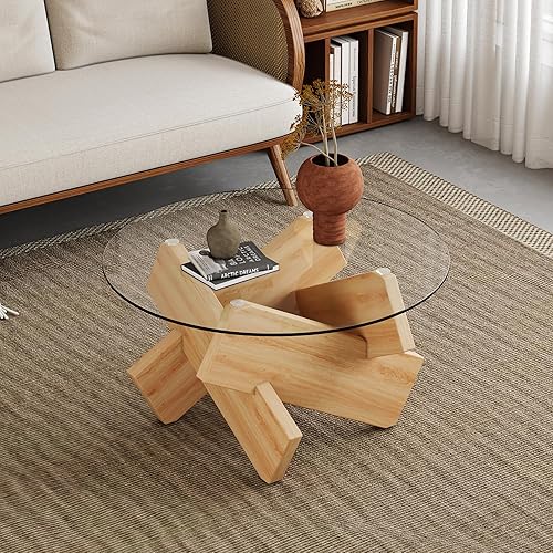 Miniatura 8 de Mesa de centro rectangular de madera de 47.2 pulgadas, mesas de centro modernas de mediados de siglo para sala de estar, parte superior de MDF y