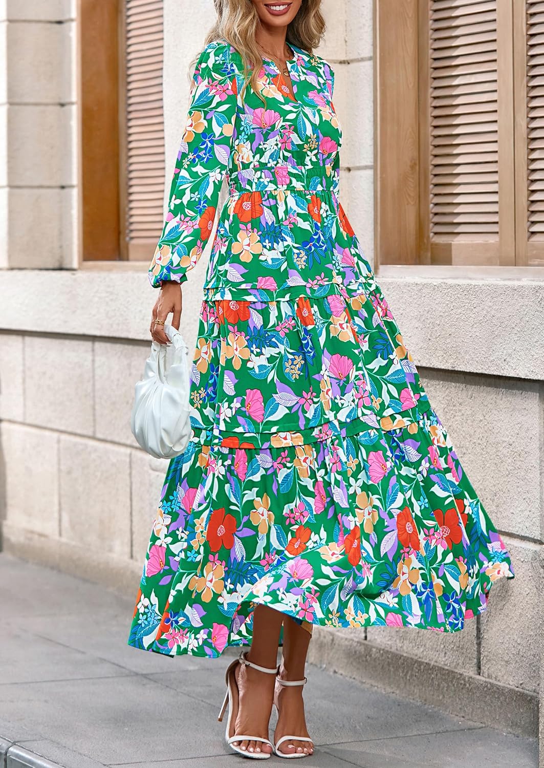 PRETTYGARDEN Womens 2026 Fall Fashion Clothing Boho Maxi Dresses Floral Long Sleeve Flowy Elegant Wedding Guest Holiday Dress - Image 3