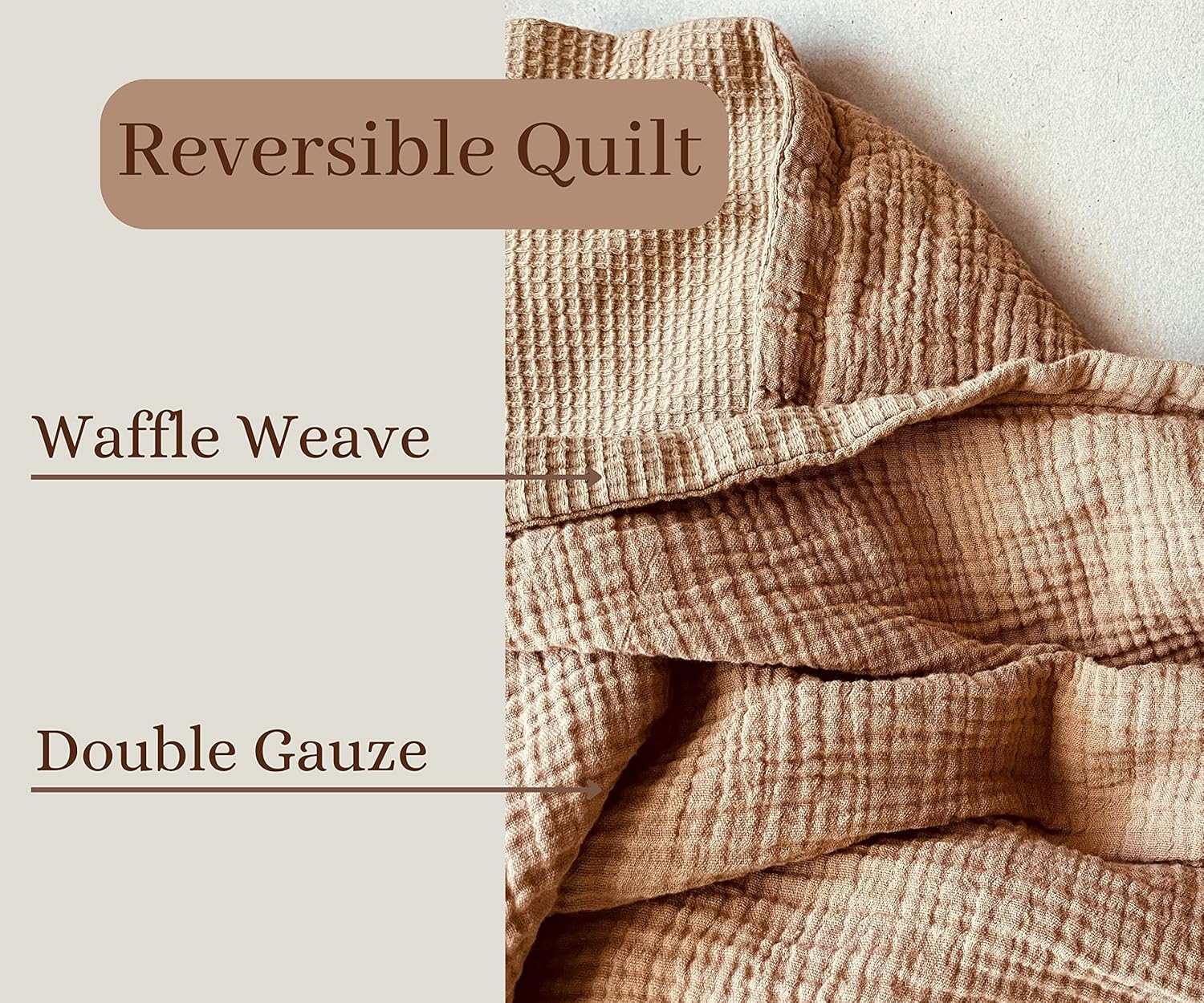 Leyl&Ari Waffle Baby Blanket | Organic Muslin and Waffle Weave Toddler Quilt | Toddler Blankets for Boys Girls (Sand)