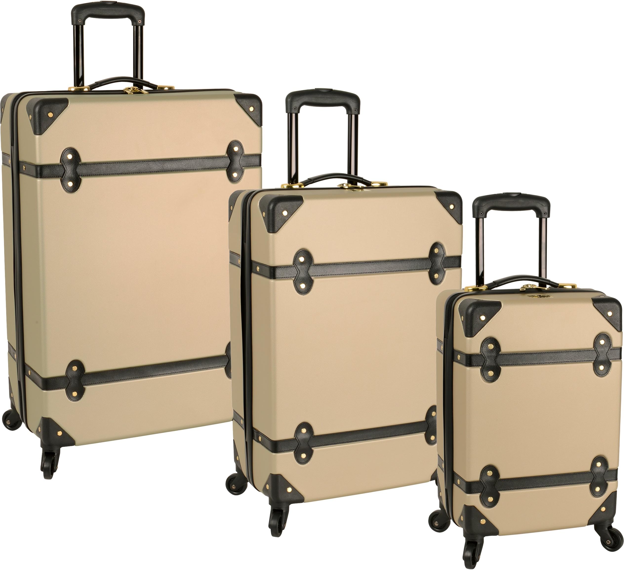Diane Von Furstenberg Saluti 3 Piece Hardside Set, Champagne/Black, One Size
