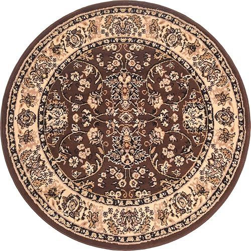 Miniatura 9 de Unique Loom Sialk Hill Collection - Alfombra de área - Washington (4 pies 1 pulgada, redonda, marrónnegro)
