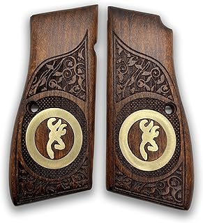 Wooden Pistol Grips for Browning Hi Power, SA 35, Tisas Regent BR-9, Luger M80, HP 14, Walnut & Beech Grip Panels, Veteran Gift