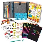 Activity Book for Girls and Boys - Premium Case Includes Large 60-page - 420 Stickers, Rainbow Scratch Papers, Reusable Stickers, Coloring Pencils, Numbers and Letters Stencil - Educational Toys Gift
