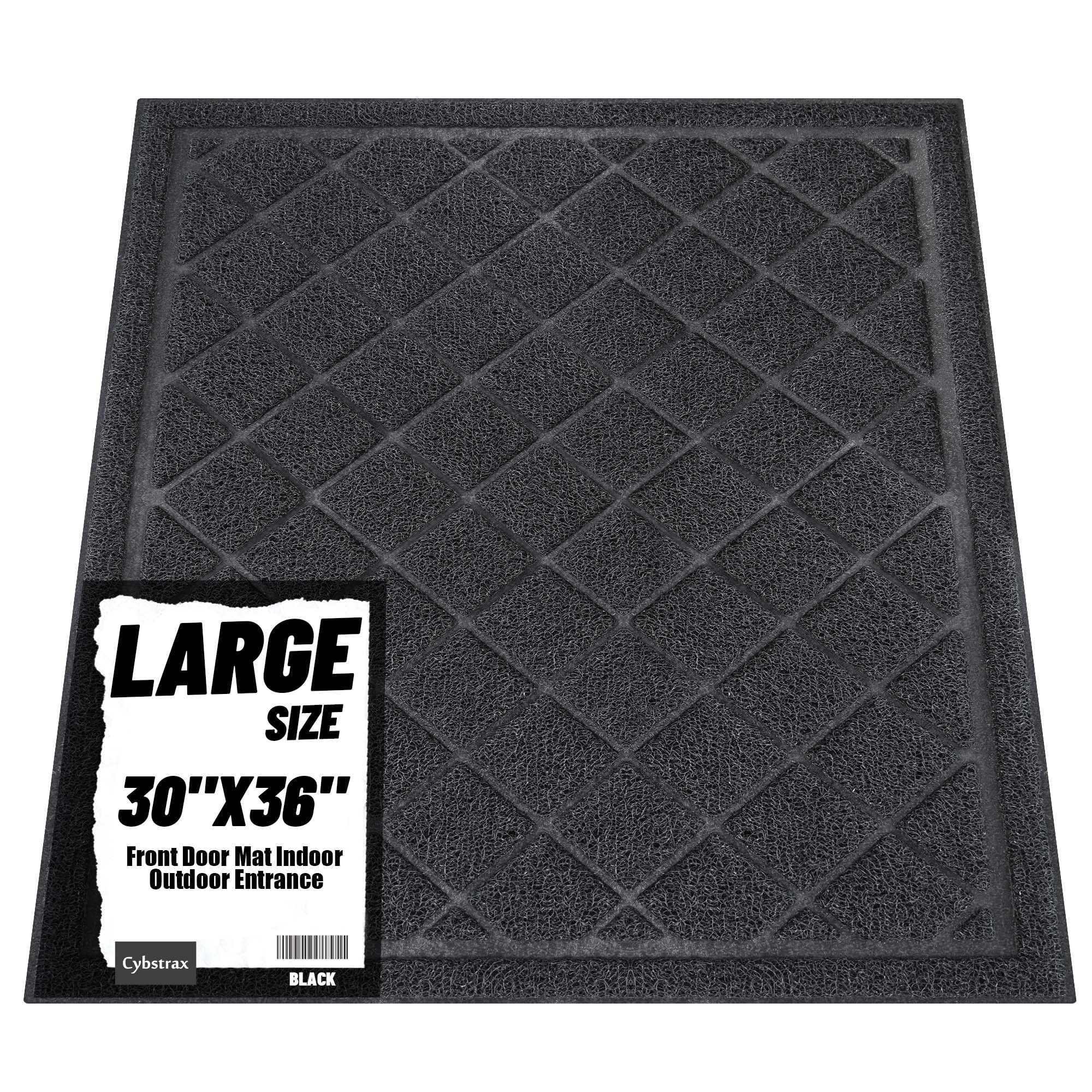 Front Door Mat Outside Entrance, 30" x 36" Trap Dirt and Moisture Waterproof All-Weather Doormat Indoor Outdoor Floor Mat Easy Clean Patio Porch Entryway Garage Welcome Mat, Non Slip