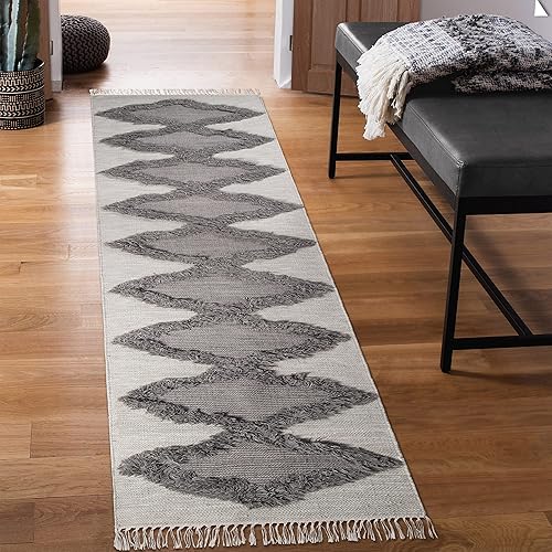 Superior Alfombra de lana copetuda a mano para interior, con diamantes desplazados, decoración del piso del hogar para cocina, dormitorio, disponible en Yaxa El Salvador