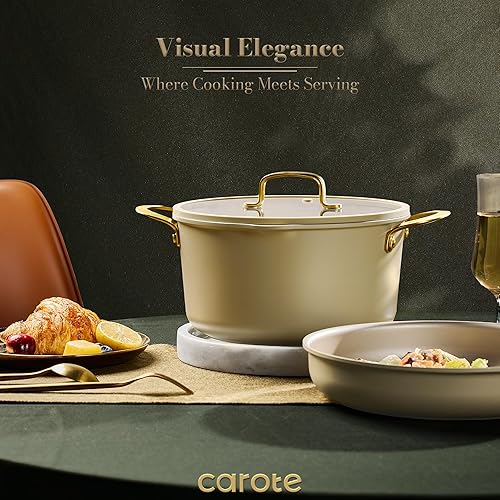 Miniatura 6 de CAROTE Juego de 19 ollas y sartenes, juegos de utensilios de cocina de inducción antiadherentes con mango de acero fundido duradero, ollas y