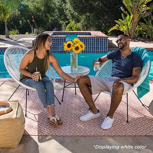 Miniatura 3 de Best Choice Products Juego de 3 piezas para exteriores Acapulco para todo tipo de clima, con cuerda de plástico, mesa superior de vidrio y 2 sillas,