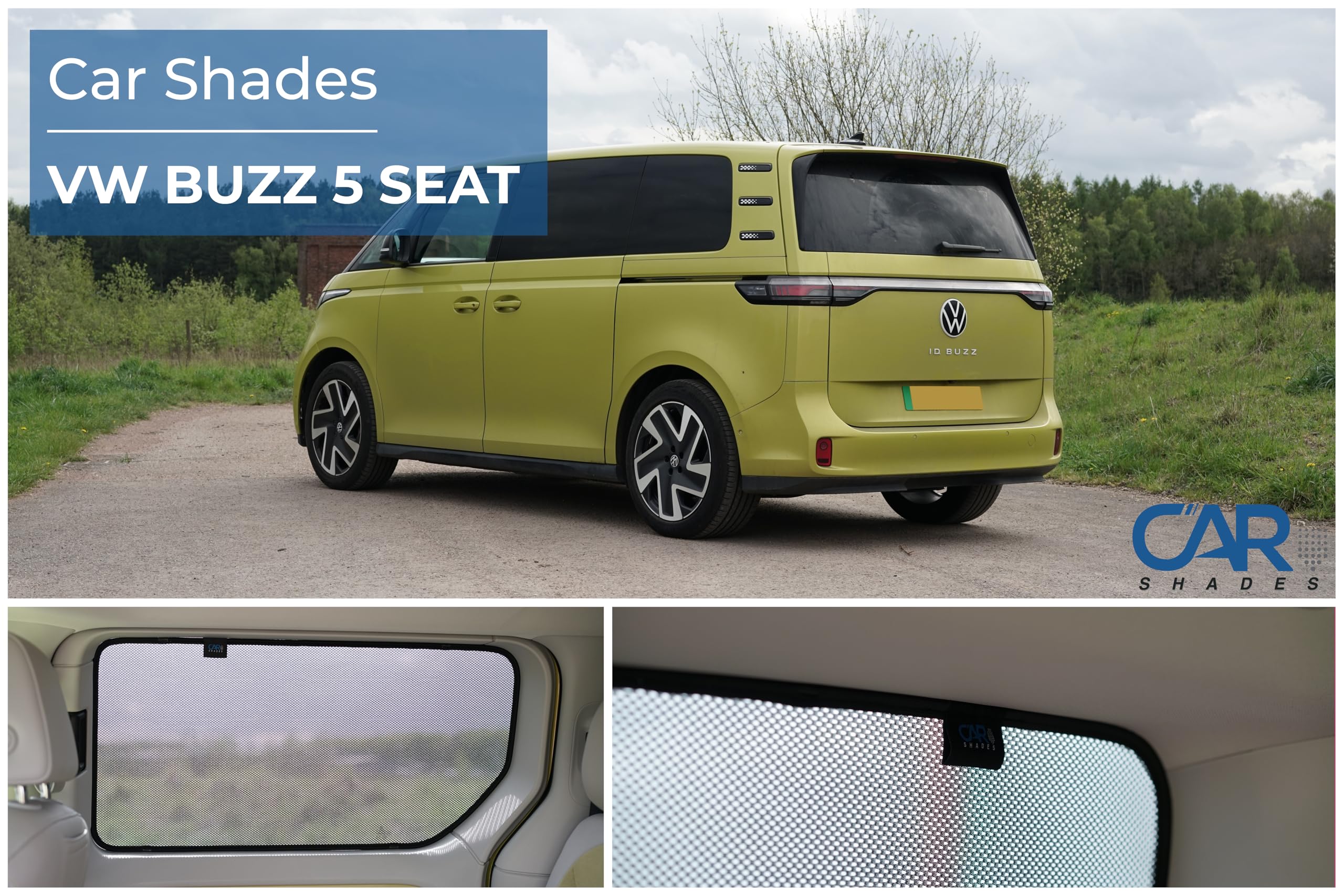 Juego de parasoles para Coche (Puertas Laterales traseras) compatibles con Volkswagen ID.Buzz (Bus) 2022- (Distancia Corta sin Ventanas deslizantes) (2 Piezas) parasoles Personalizados para