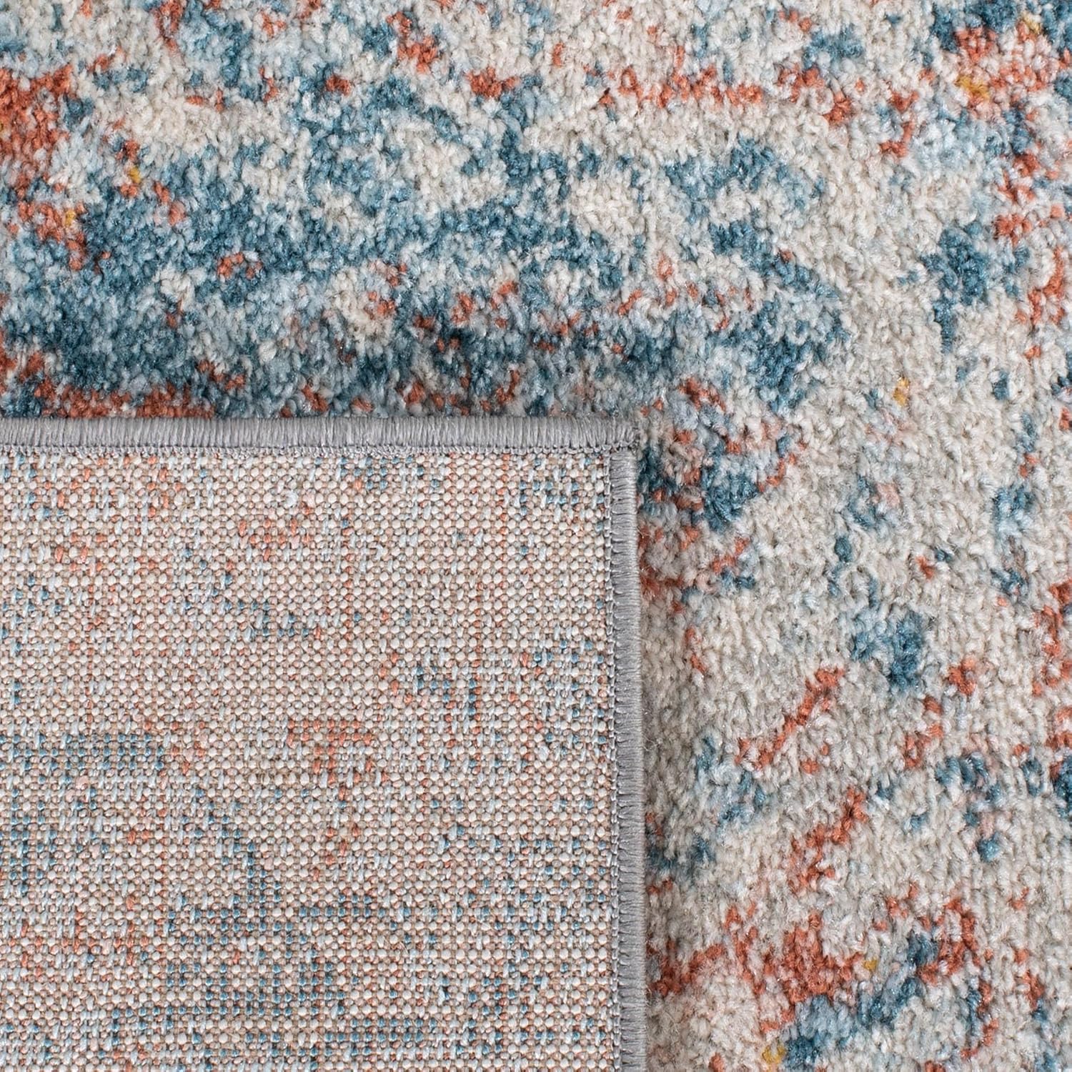 SAFAVIEH Area Rug 6x9 - Tulum Collection - Ivory & Dark Blue, Modern Abstract Design, Non-Shedding & Easy to Clean, Ideal for Living Room, Bedroom, Dining Space (TUL235A)