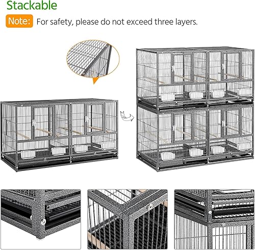 Miniatura 3 de Yaheetech Jaula de pájaros de doble historia dividida para loros pequeños, periquitos, canarios, cacatúas, tortolitos, pinzones, periqueros, color