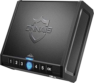 ONNAIS Gun Safe - Biometric Gun Safe for Pistols, Quick-Access Handgun Safe Gun Lock Box Firearm Safety Device with Finger...