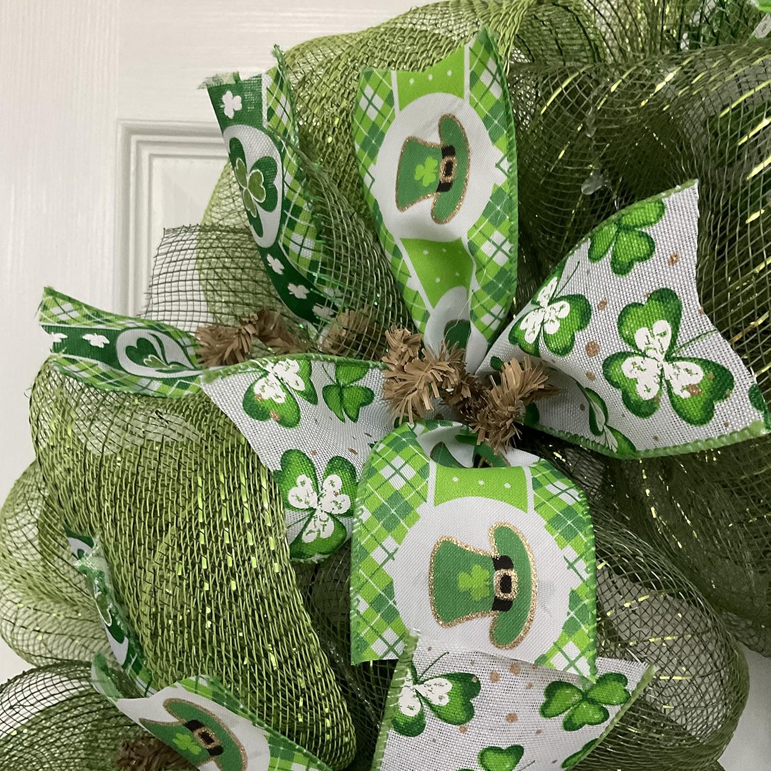 St. Patrick’s Day Wreath, Luxury Handmade – Irish Cheer Welcome Here Front Door Decor, 24 or 28 Inch