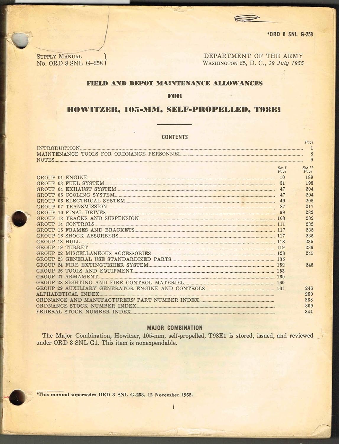 ORD 8 SNL G258, SUPPLY CATALOG, GROUP G FIELD AND DEPOT
