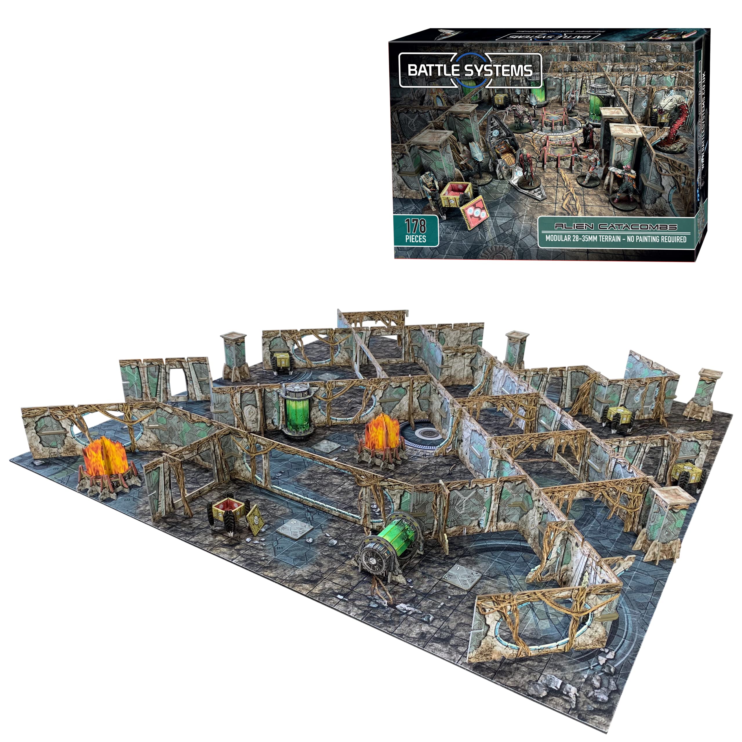 Battle Systems - Modular Tabletop 3D Gaming Sci-Fi Terrain - Perfect for 28mm-35mm Miniatures and Figures - No Painting Required - Science Fiction Aliens 40K Wargame - (Alien Catacombs) - Image 2