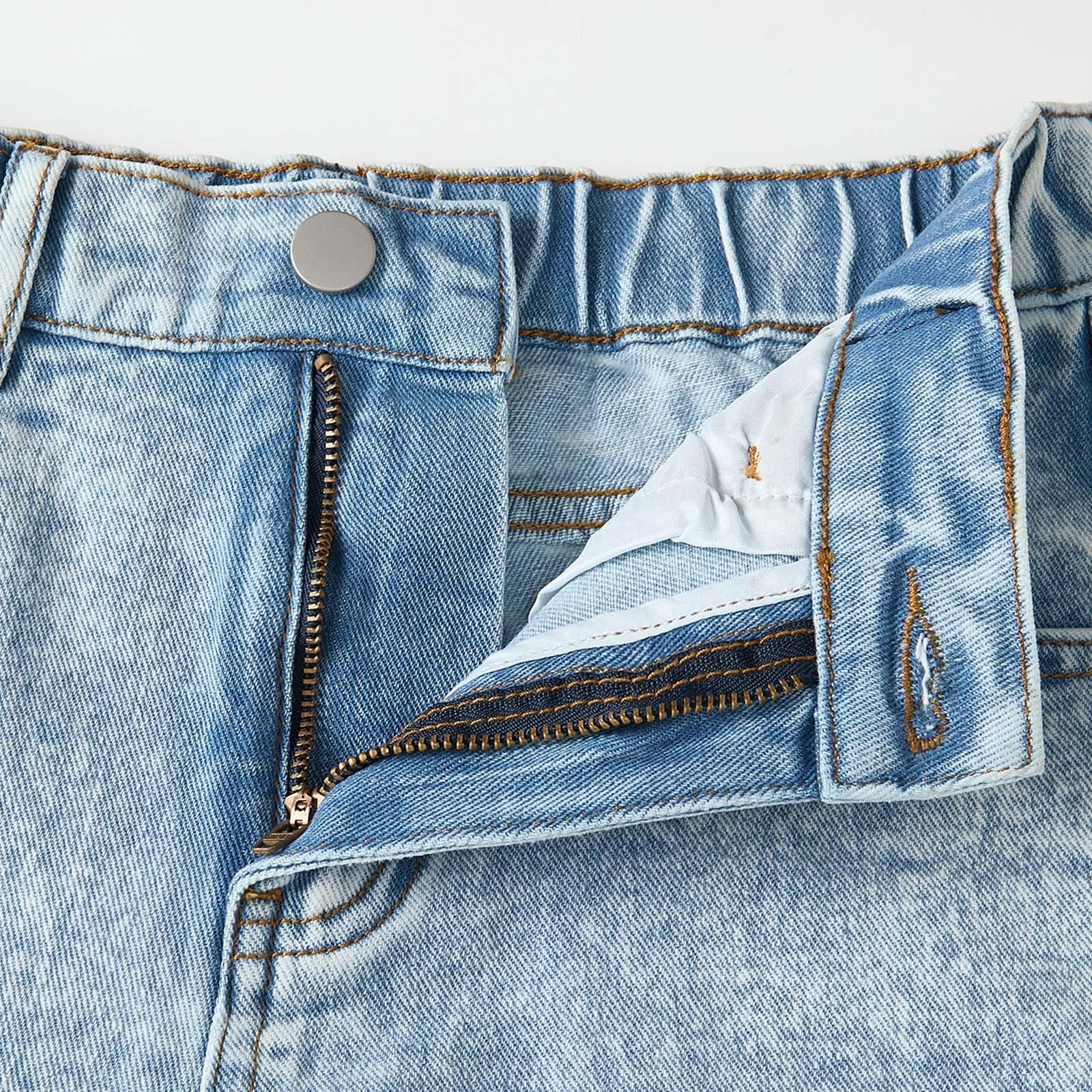Girl Jeans Weites Bein Jeanshose Kinder Teenager Kinder High Waist Weite Bein Trend Jeanhosen Hose Muster mit Taschen Outdoorhose Jahreszeitliche Jeans für Schüler Schul Outfits