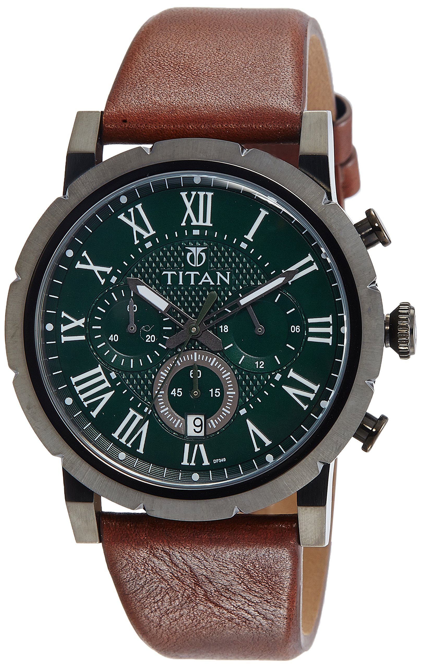 Titan Quartz Analog with Date Green Dial Leather Strap Watch for Men-NM90050QL01 (B015PQEYAK) Amazon Price History, Amazon Price Tracker