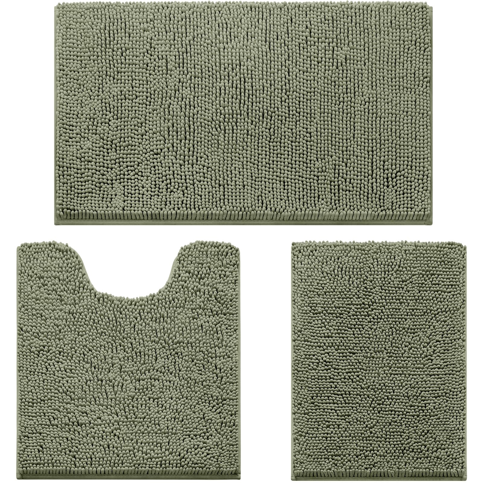 3 piezas de alfombras de baño ultra suaves antideslizante y absorbente, alfombra de Chenille de baño, alfombras de baño de felpa para bañera, ducha, baño
