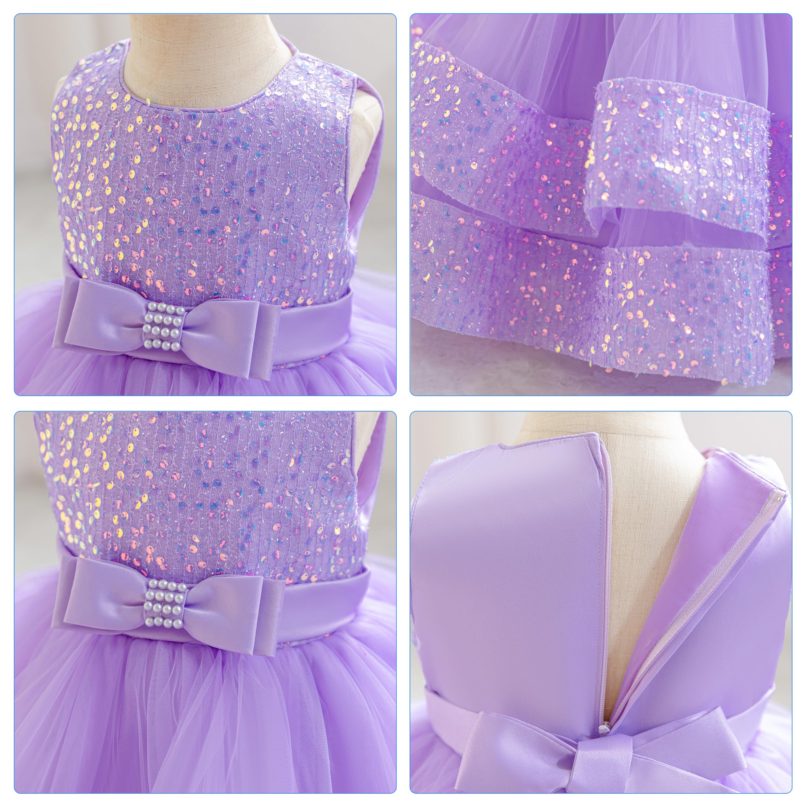 Miipat Vestidos Bebés Niña de Tul con Lentejuelas Sin Mangas Vestido de Princesa de Fiesta para Niñas Pequeñas Formal de Niñas para Cumpleaños Bodas Ropa